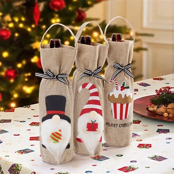 Christmas Wine Bottle Gift Bag with Handle