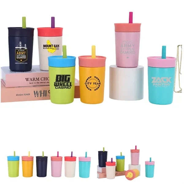 12 oz Kids Insulation Stainless Steel Tumbler with Straw