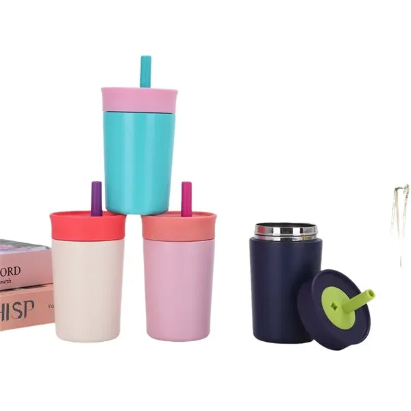 12 oz Kids Insulation Stainless Steel Tumbler with Straw