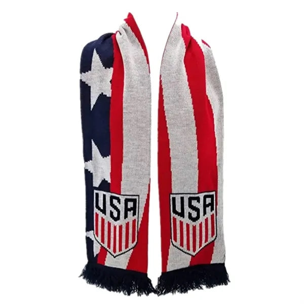 Knitted Soccer Fan Scarf With Fringe