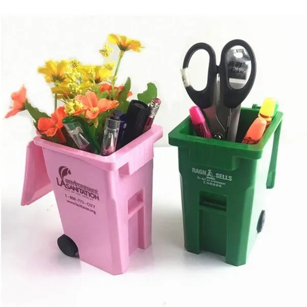 Mini Recycling Cart Trash Can Pen Holder