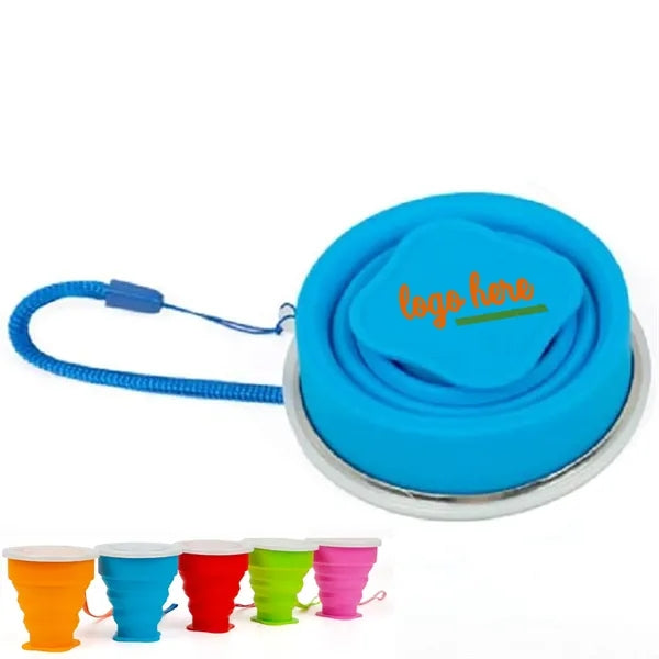 Silicone Foldable Travel Water Bottle With Lid
