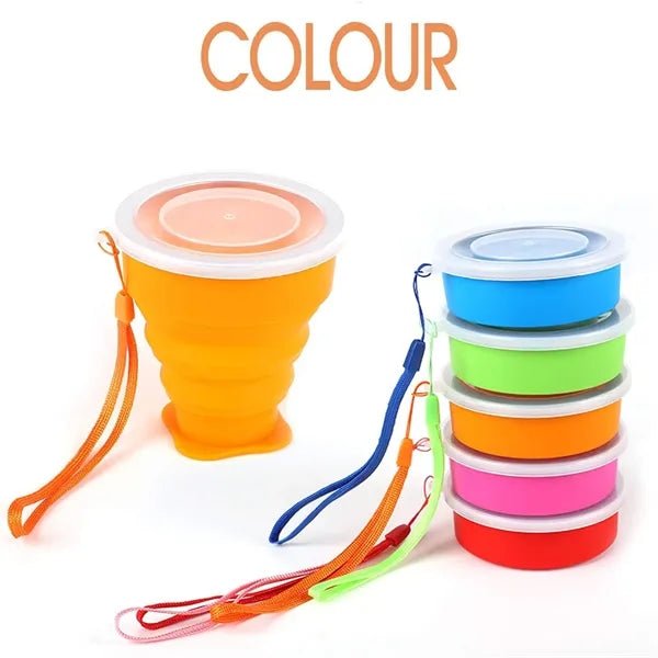 Silicone Foldable Travel Water Bottle With Lid