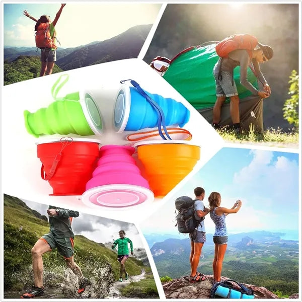 Silicone Foldable Travel Water Bottle With Lid