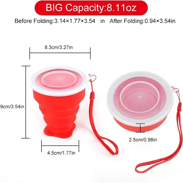 Silicone Foldable Travel Water Bottle With Lid