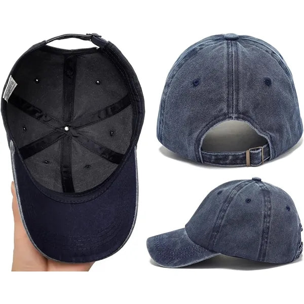 Embroidered Washed Distressed Cotton Baseball Cap