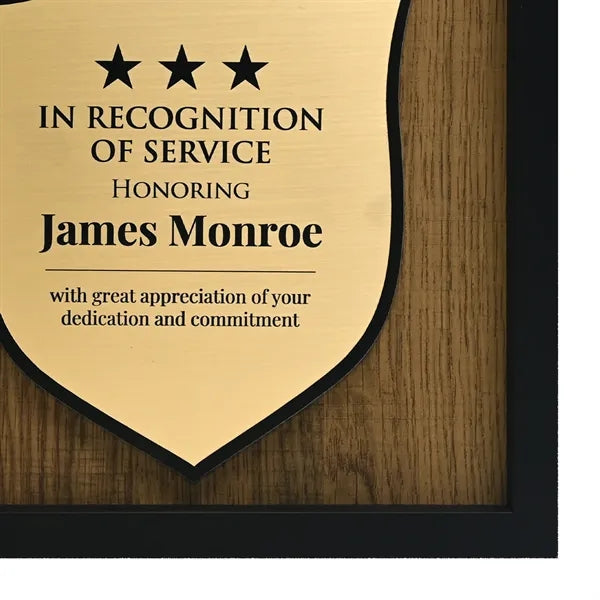 Newbury 10" x 10" Shield Award with Brushed Gold Plate