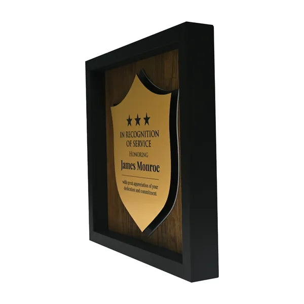 Newbury 10" x 10" Shield Award with Brushed Gold Plate