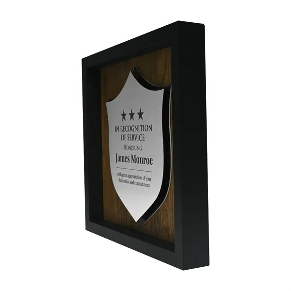 Newbury 10" x 10" Shield Award with Brushed Silver Plate