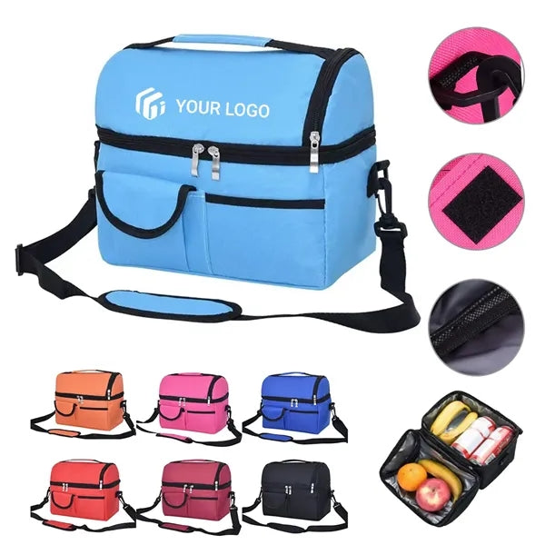 Picnic crossbody double layer insulated lunch cooler bag