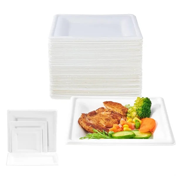 Compostable 8 inch Square Plates