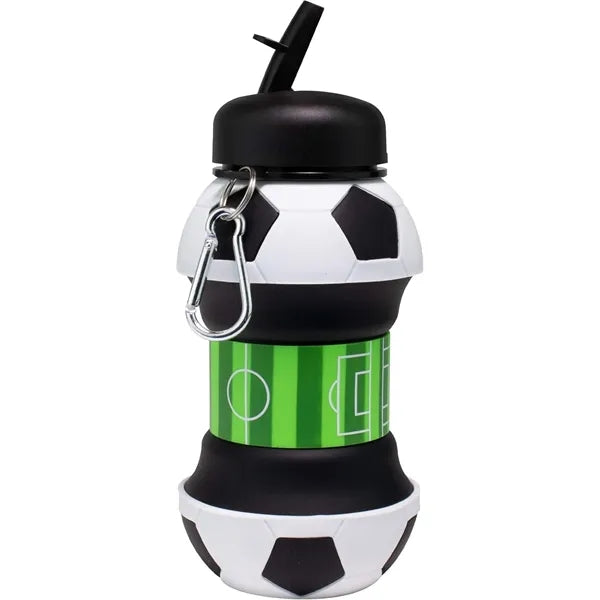 18 Oz Collapsible BPA-Free Silicone Soccer Ball Water Bottle