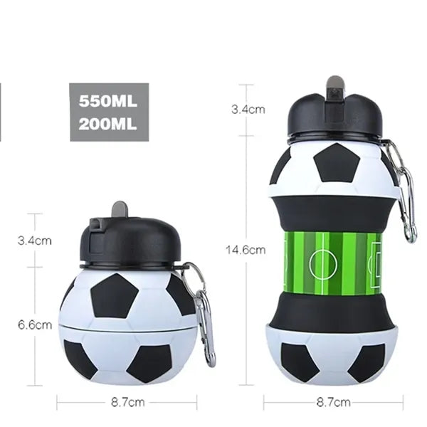 18 Oz Collapsible BPA-Free Silicone Soccer Ball Water Bottle