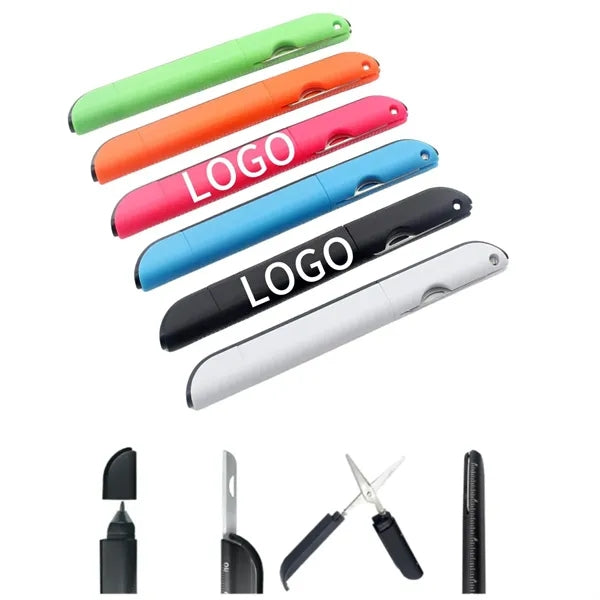 4-in-1 Portable Tool Scale Signature Ballpoint Pen