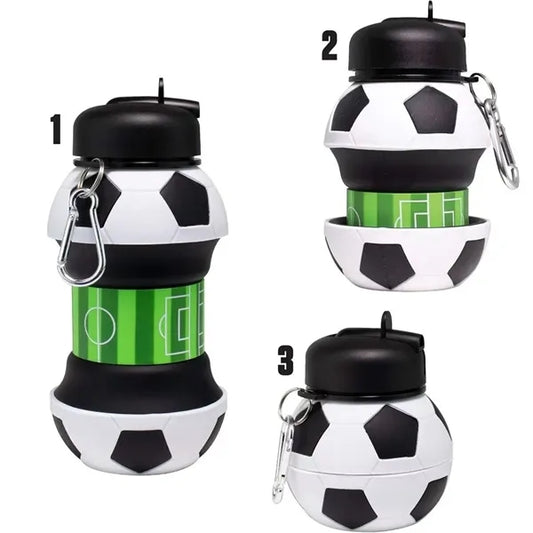 18 Oz Collapsible BPA-Free Silicone Soccer Ball Water Bottle