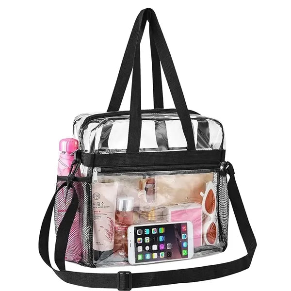 Clear Tote Lunch Bag with Reinforced Straps for Work and Spo