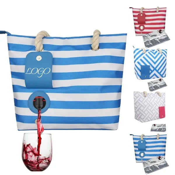 Beach Wine Tote Cooling Bag