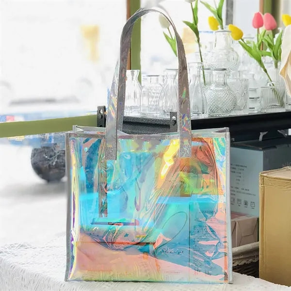 Iridescent Tote Bags Fashion Holographic Clear Handbag