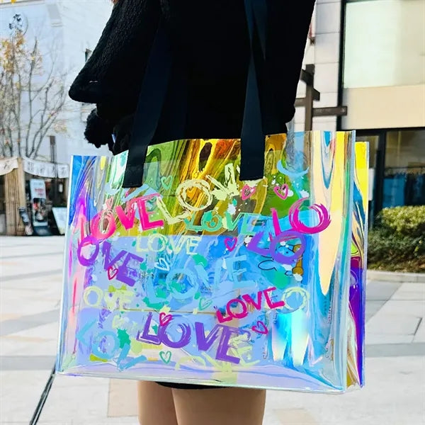 Iridescent Tote Bags Fashion Holographic Clear Handbag