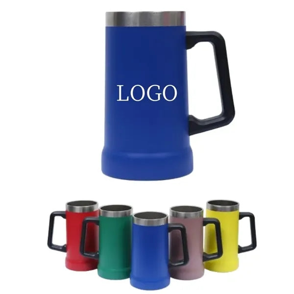 24Oz Stainless Steel Double-Wall Beer Mug with Big Grip