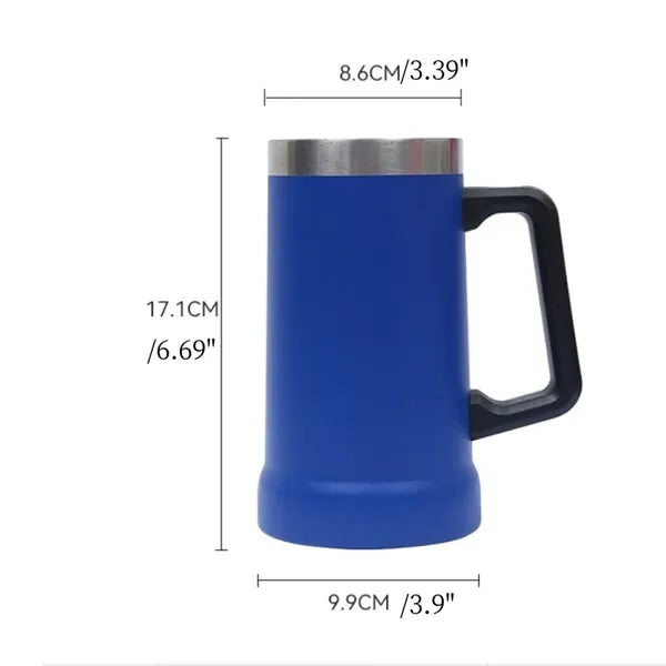 24Oz Stainless Steel Double-Wall Beer Mug with Big Grip