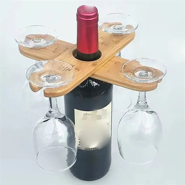 Wood Products Wine Bottle And Glass Holder Goblet Racks