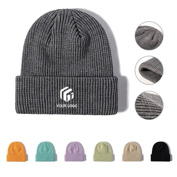 Unisex winter fashion warm dome cuffed knitted hat beanie
