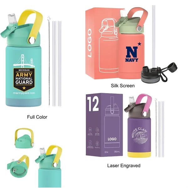 12 oz Kids Double Wall Stainless Steel Sports Water Bottle