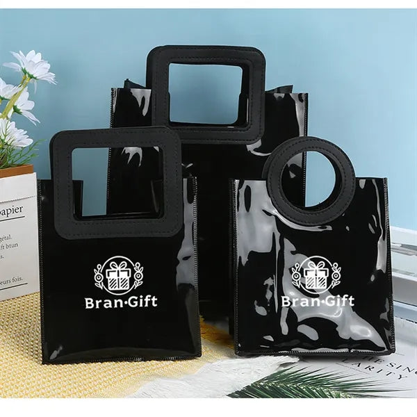 Resuable Jelly Black Tote Bag With Handle