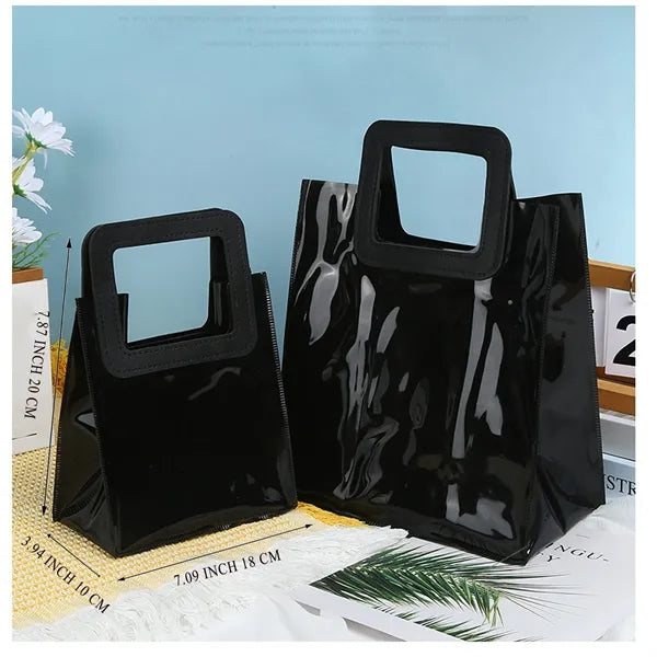 Resuable Jelly Black Tote Bag With Handle