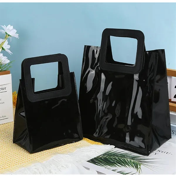 Resuable Jelly Black Tote Bag With Handle