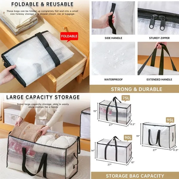 Extra Large Clear Storage Bag with Zipper and Handle