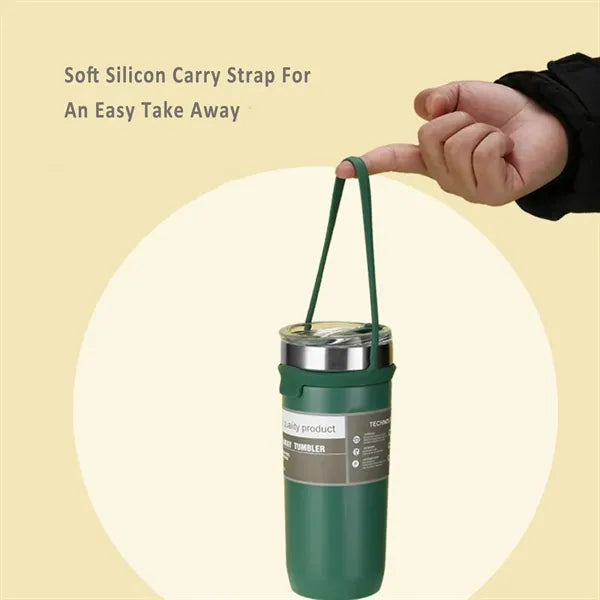 24 oz. Vacuum Stainless Steel Water Bottle W/Carrying Strap