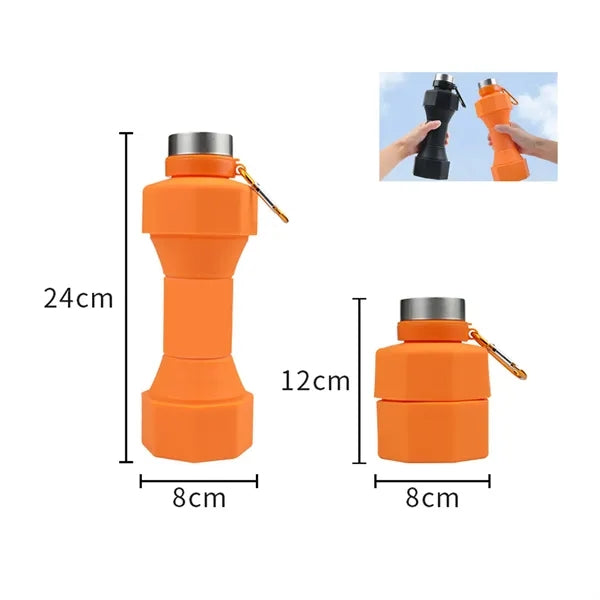 21 oz.Collapsible Dumbbell Water Bottle With Carabiner