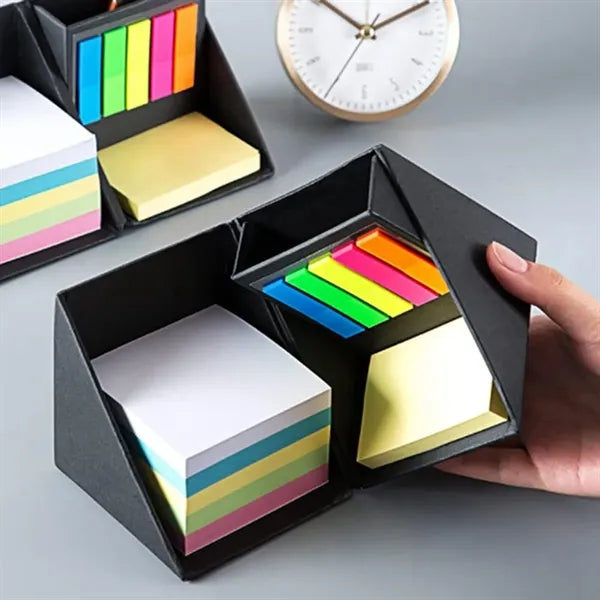 Folding Sticky Notes Memo Cup Organizer With Pen Holder