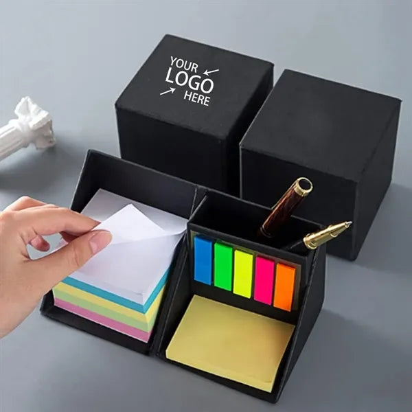 Folding Sticky Notes Memo Cup Organizer With Pen Holder