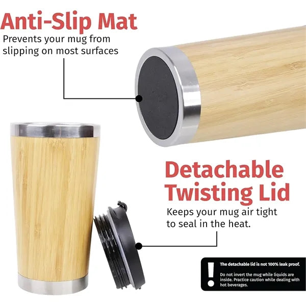 15oz Stainless Steel Bamboo Tumbler