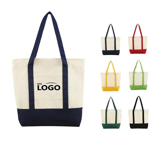 Canvas Tote with External Pocket