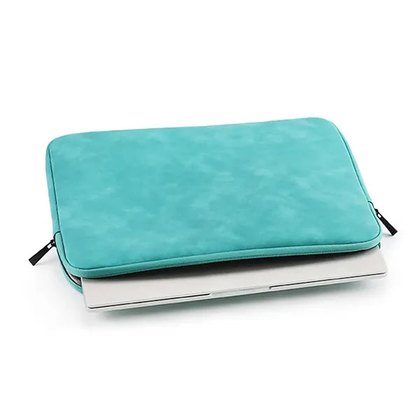 15 Inch Zippered Laptop Sleeve PU Leather Water Resistant