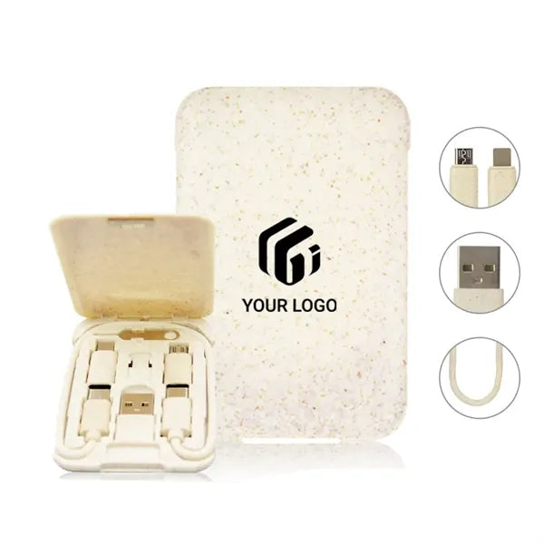 Degradable phone holder charging data cable storage set