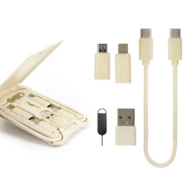 Degradable phone holder charging data cable storage set