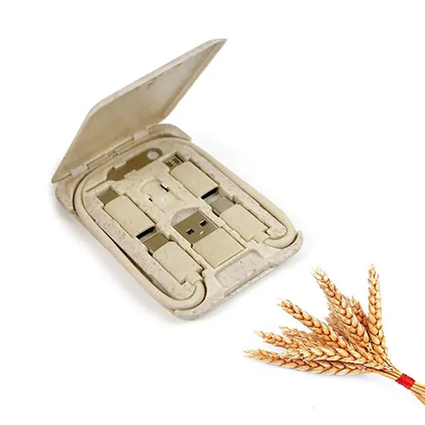 Degradable phone holder charging data cable storage set