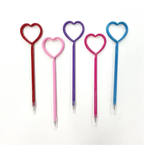 Valentine's Day Custom PET Plactic Heart-Shape Ballpoint Pen