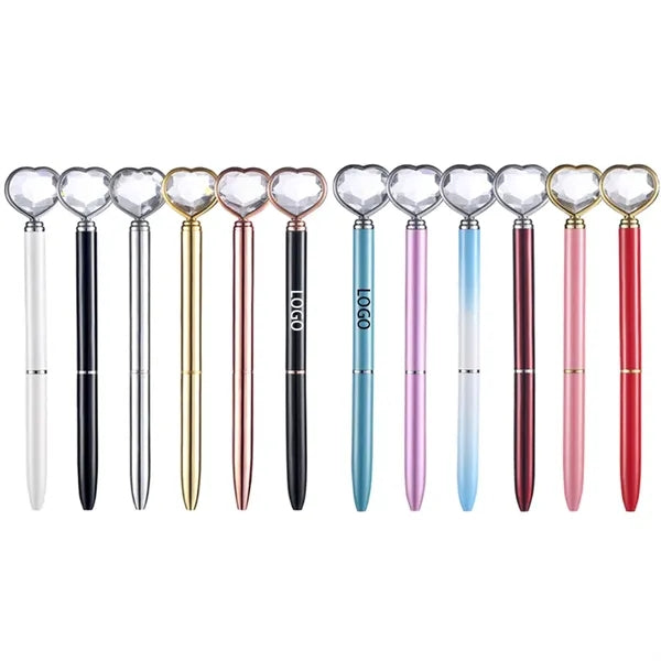 Metal Heart-Shaped Crystal Diamond Ballpoint Pen