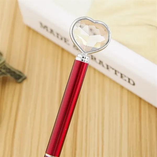 Metal Heart-Shaped Crystal Diamond Ballpoint Pen