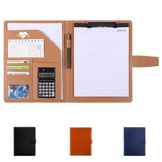 PU Leather Zippered A4 Letter Size Business Padfolio