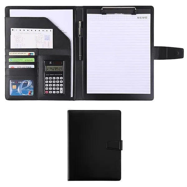 PU Leather Zippered A4 Letter Size Business Padfolio