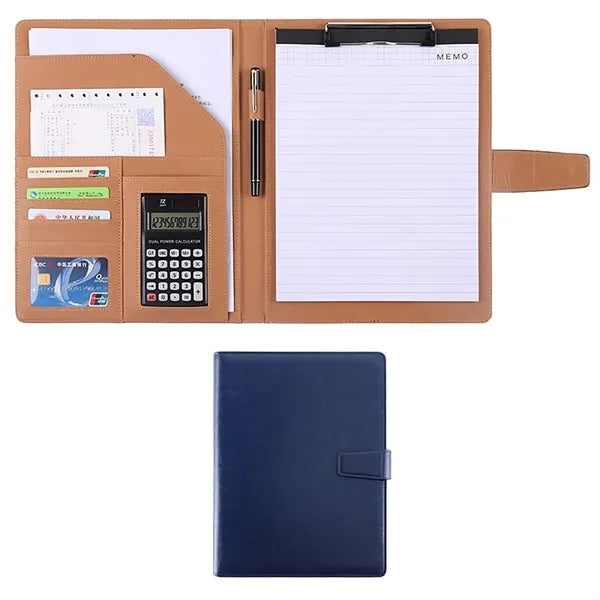 PU Leather Zippered A4 Letter Size Business Padfolio