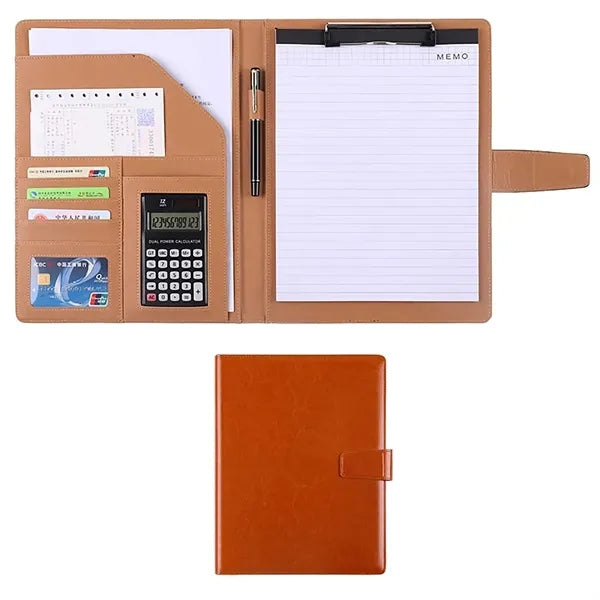 PU Leather Zippered A4 Letter Size Business Padfolio