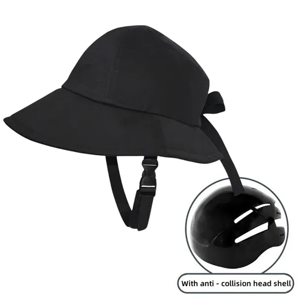 Cycling helmet-style sun protection hat